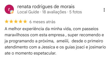 Avaliação 5 estrelas da JN Turismo no Google
